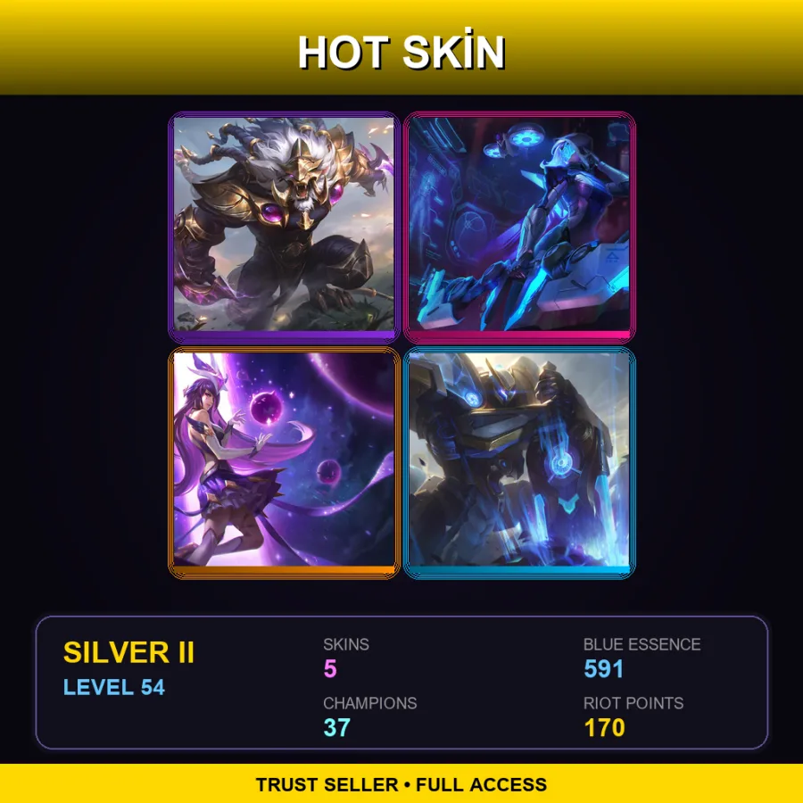 EUW | Victorious Rengar | PROJECT: Ashe | Star Guardian Syndra | Mecha Kingdoms Garen | 5 Skin | 37 Champ | Silver II | Lv54 — LoL account