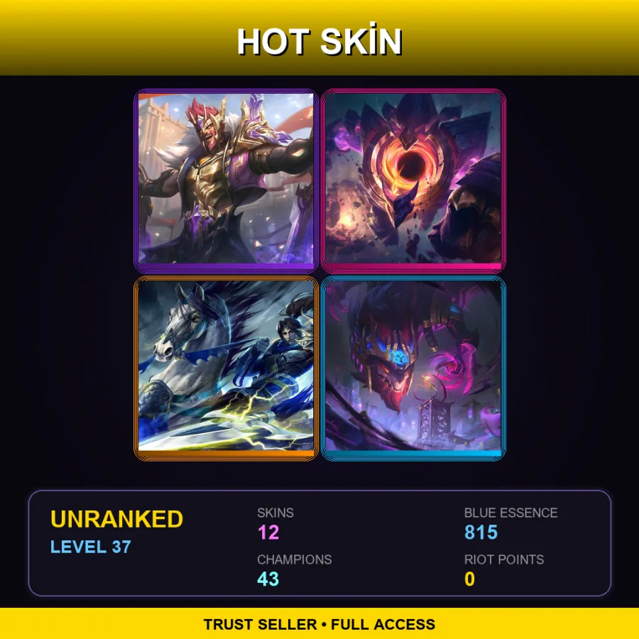 LAS | Lv37 | Unranked | 12 Skin | 43 Champ — LoL account