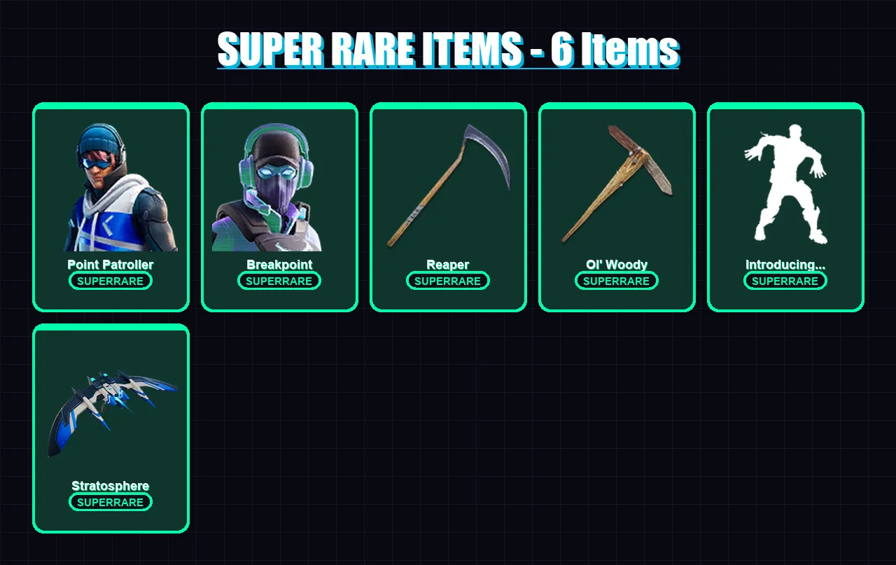 [PC/XBOX/PSN] | Point Patroller | Breakpoint | Ark | Blackheart | Luxe | 192 skin | 132 pickaxe | 128 emote | 91 glider | Lv1143