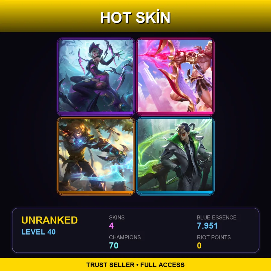 SG | Lv40 | Unranked | 4 Skin | 70 Champ — LoL account