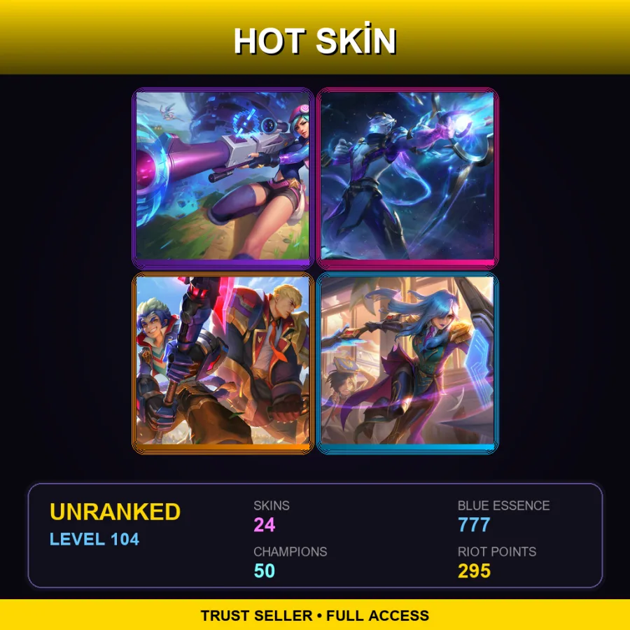 LAN | Lv104 | Unranked | 24 Skin | 50 Champ — LoL account