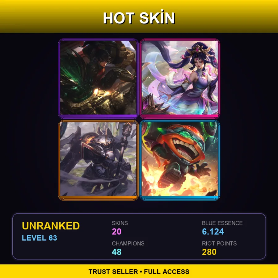 BR | Lv63 | Unranked | 20 Skin | 48 Champ — LoL account