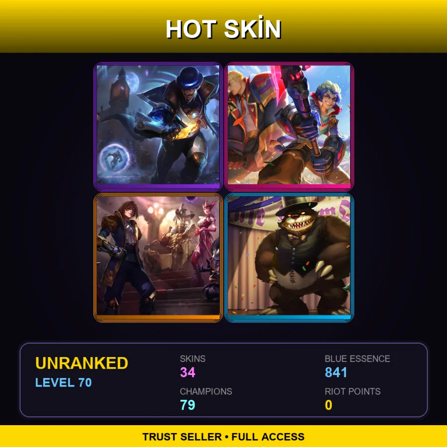 VN | Lv70 | Unranked | 34 Skin | 79 Champ — LoL account