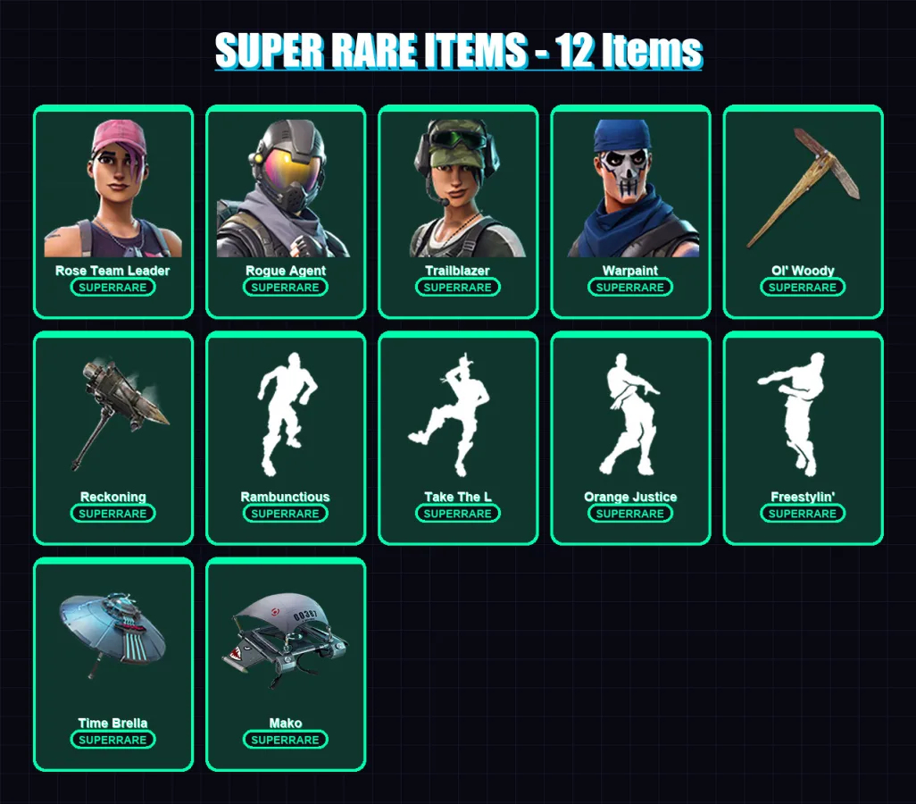 [PC/PSN] | Rose Team Leader | Rogue Agent | Trailblazer | Warpaint | Enforcer | 72 skin | 83 pickaxe | 65 emote | 70 glider | Lv803 — Fortnite account