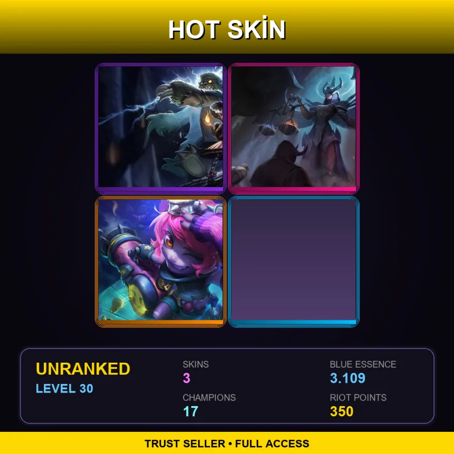 NA | Lv30 | Unranked | 3 Skin | 17 Champ — LoL account