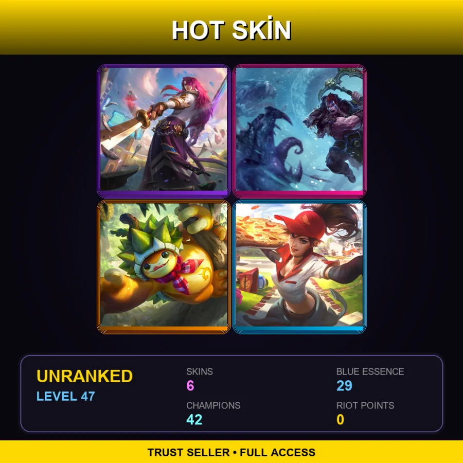 LAS | Lv47 | Unranked | 6 Skin | 42 Champ — Woad King Darius