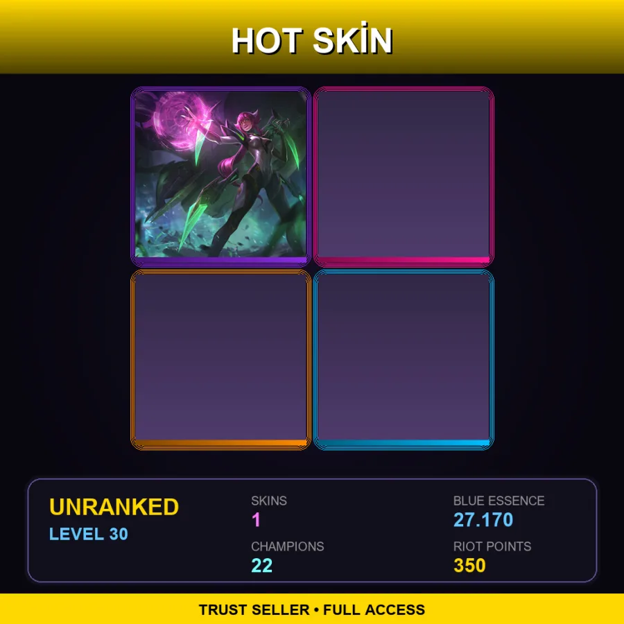 EUW | Lv30 | Unranked | 1 Skin | 22 Champ — LoL account