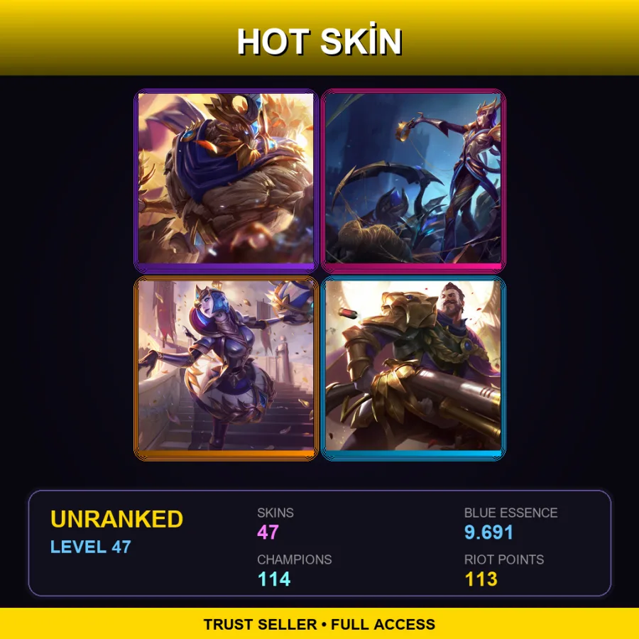 EUW | Lv47 | Unranked | 47 Skin | 114 Champ