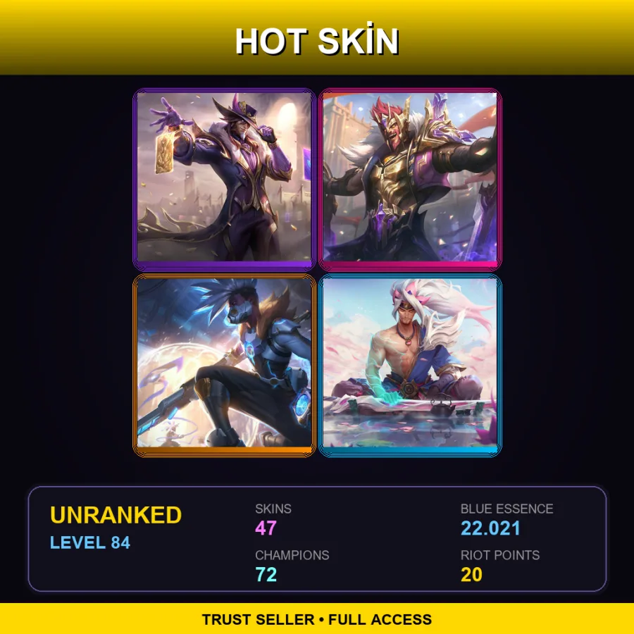 NA | Lv84 | Unranked | 47 Skin | 72 Champ — LoL account
