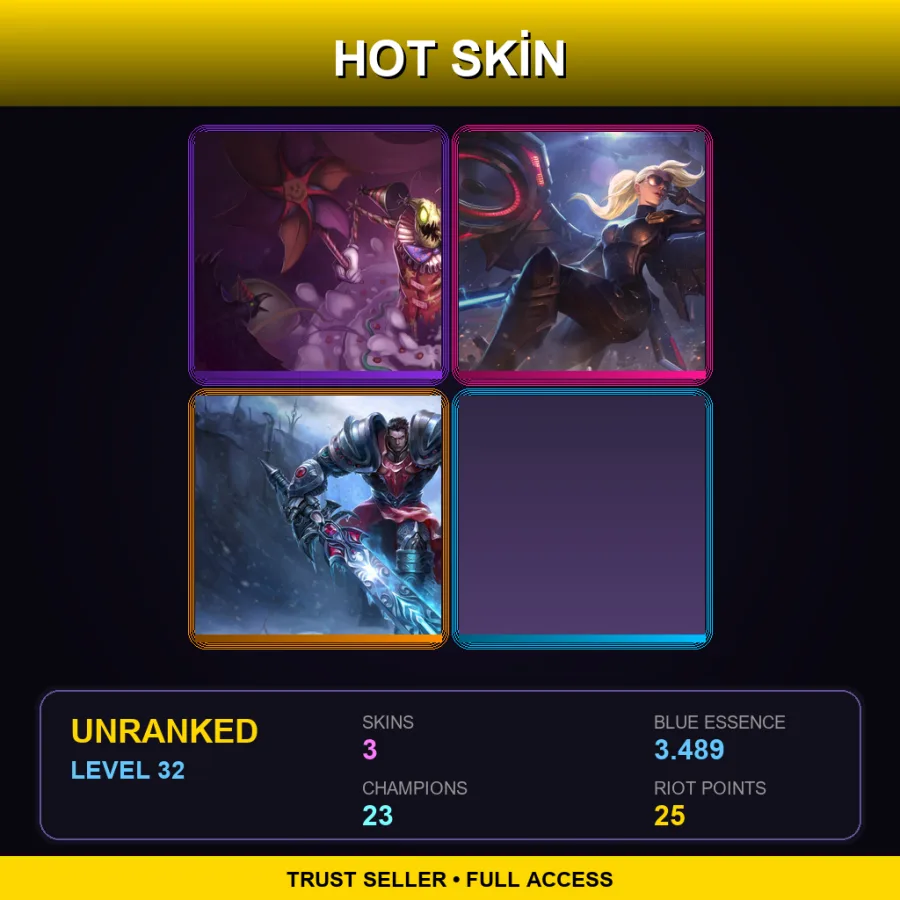 TR | Lv32 | Unranked | 3 Skin | 23 Champ — LoL account
