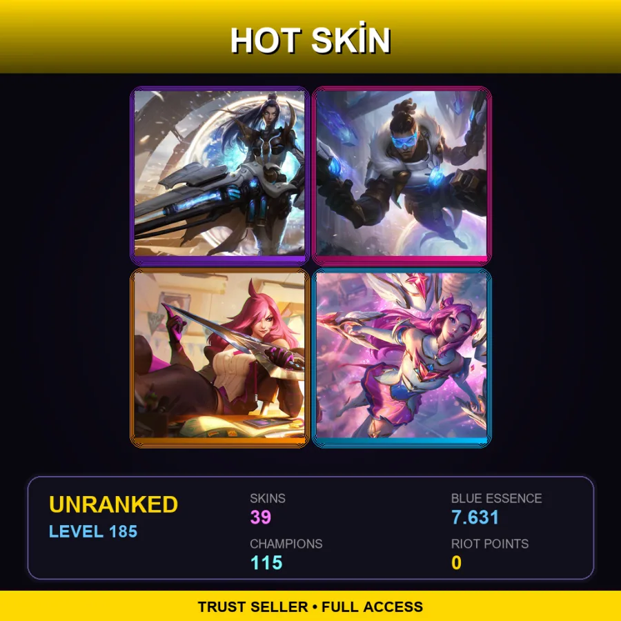 EUNE | Lv185 | Unranked | 39 Skin | 115 Champ — LoL account