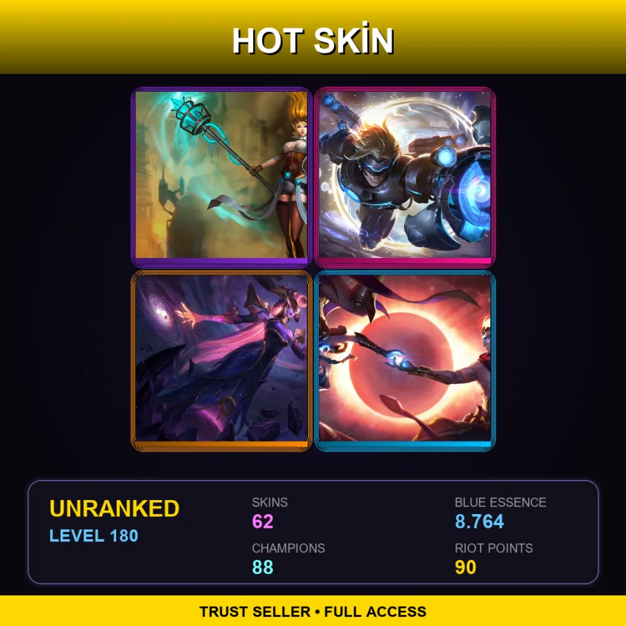 LAN | Lv180 | Unranked | 62 Skin | 88 Champ