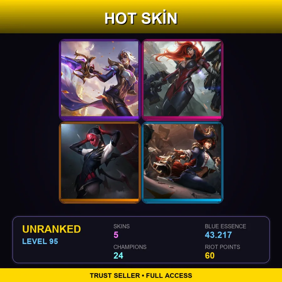 EUW | Lv95 | Unranked | 5 Skin | 24 Champ