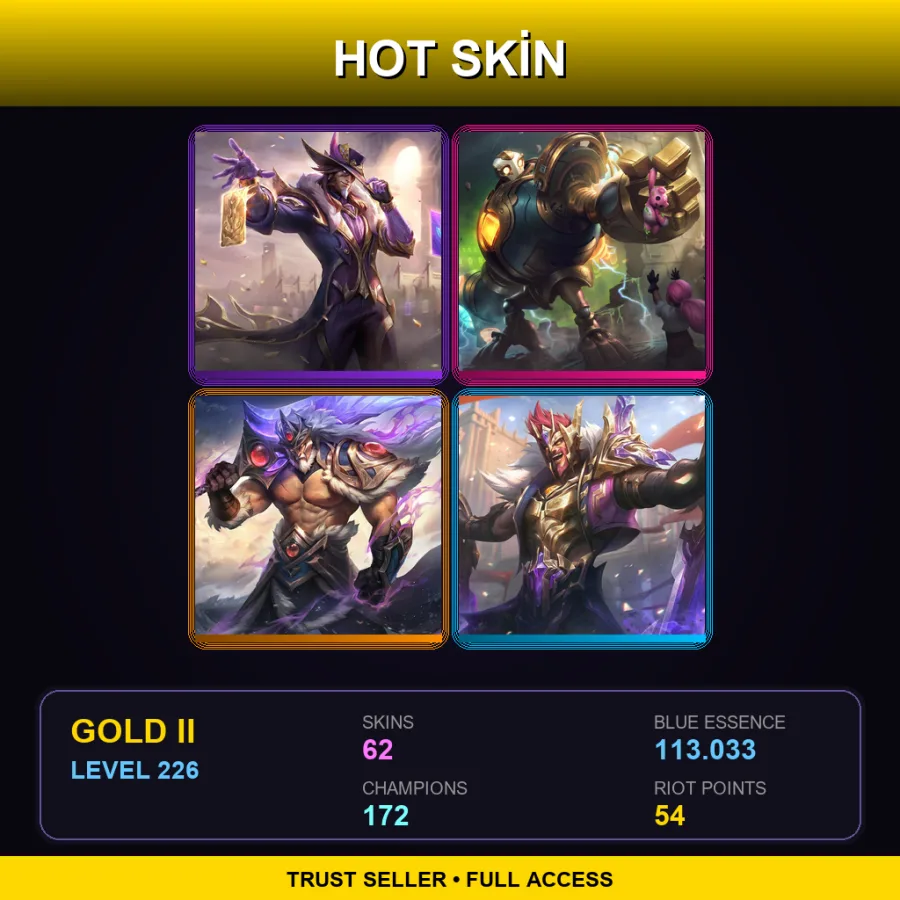 EUW | Lv226 | Gold II | 62 Skin | 172 Champ