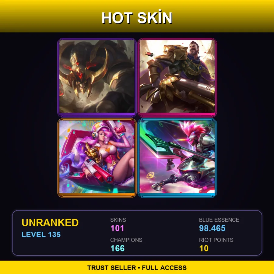 VN | Lv135 | Unranked | 101 Skin | 166 Champ