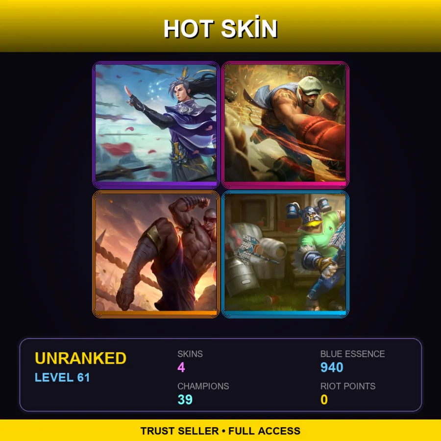 LAS | Lv61 | Unranked | 4 Skin | 39 Champ — LoL account