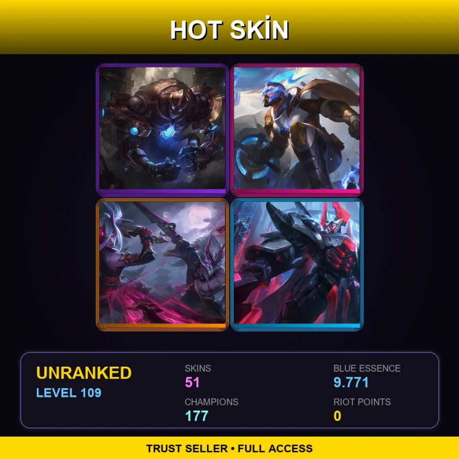 VN | Lv109 | Unranked | 51 Skin | 177 Champ — LoL account