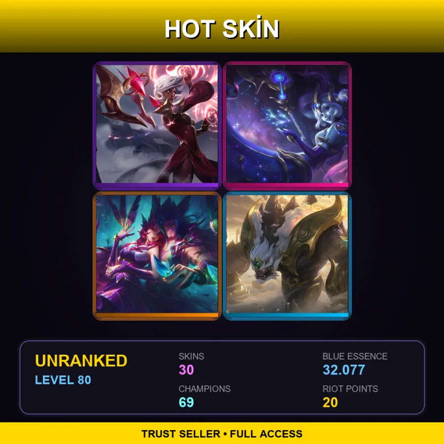 EUW | Lv80 | Unranked | 30 Skin | 69 Champ