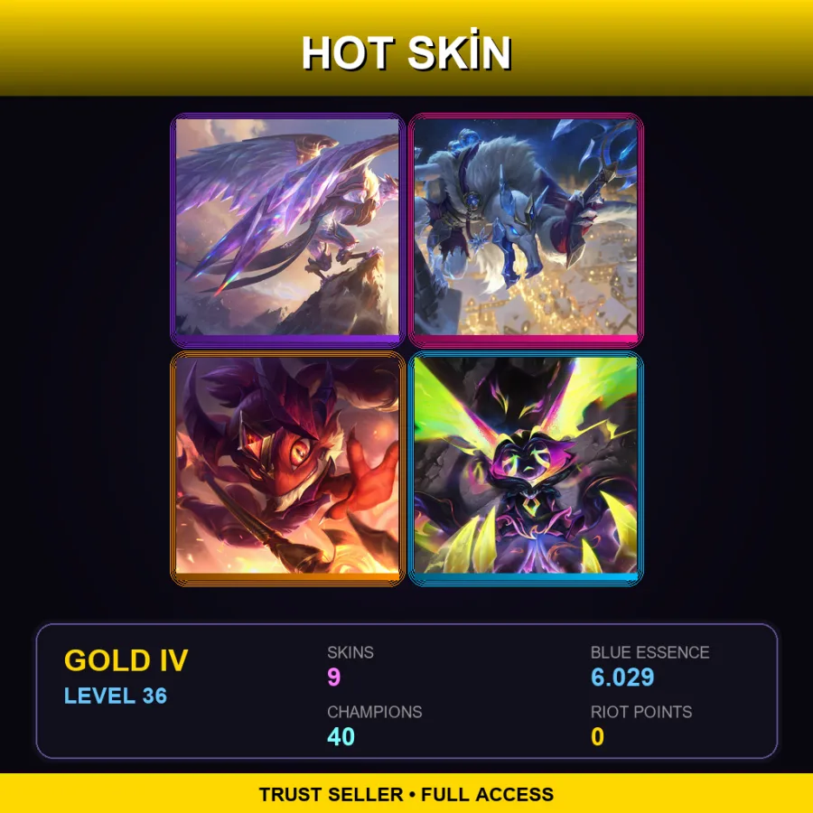 EUNE | Lv36 | Gold IV | 9 Skin | 40 Champ — Snow Moon Varus
