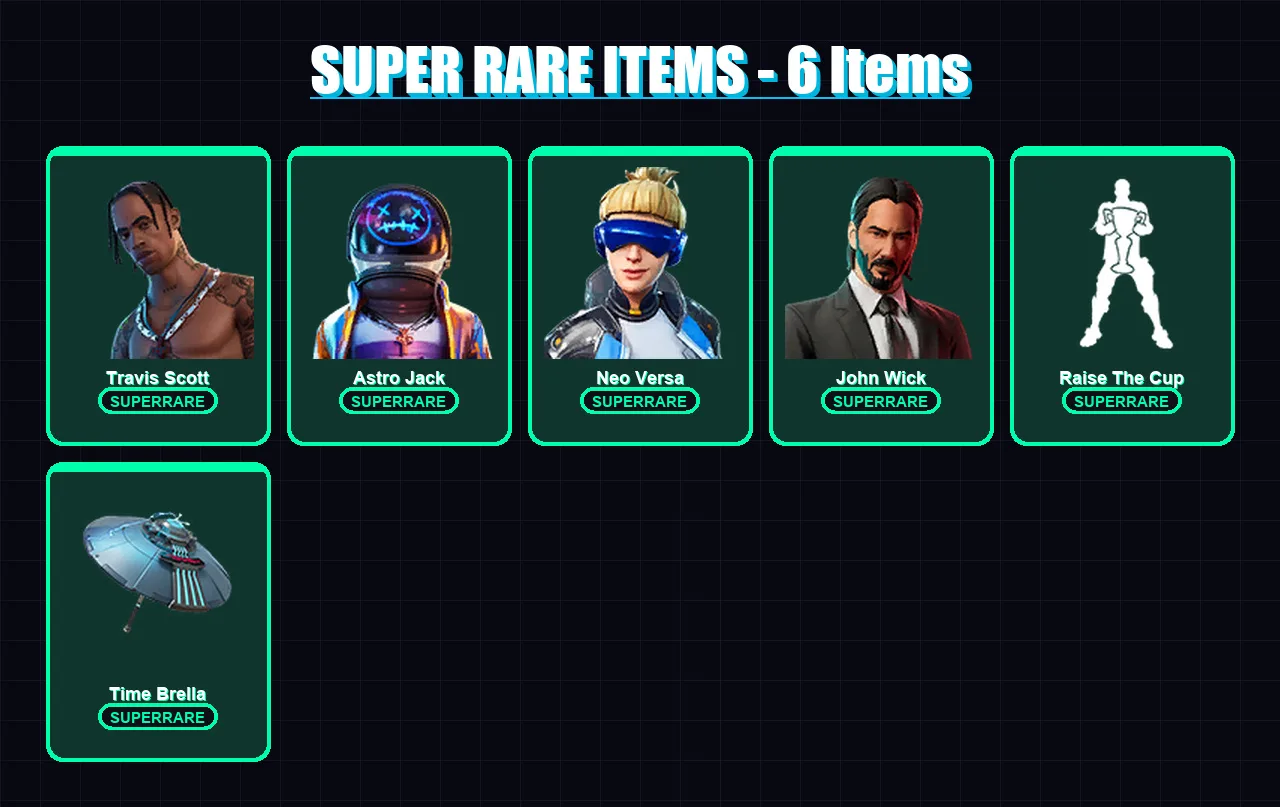 [PC] | Travis Scott | Astro Jack | Neo Versa | John Wick | Ronin | 173 skin | 174 pickaxe | 132 emote | 143 glider | Lv2116