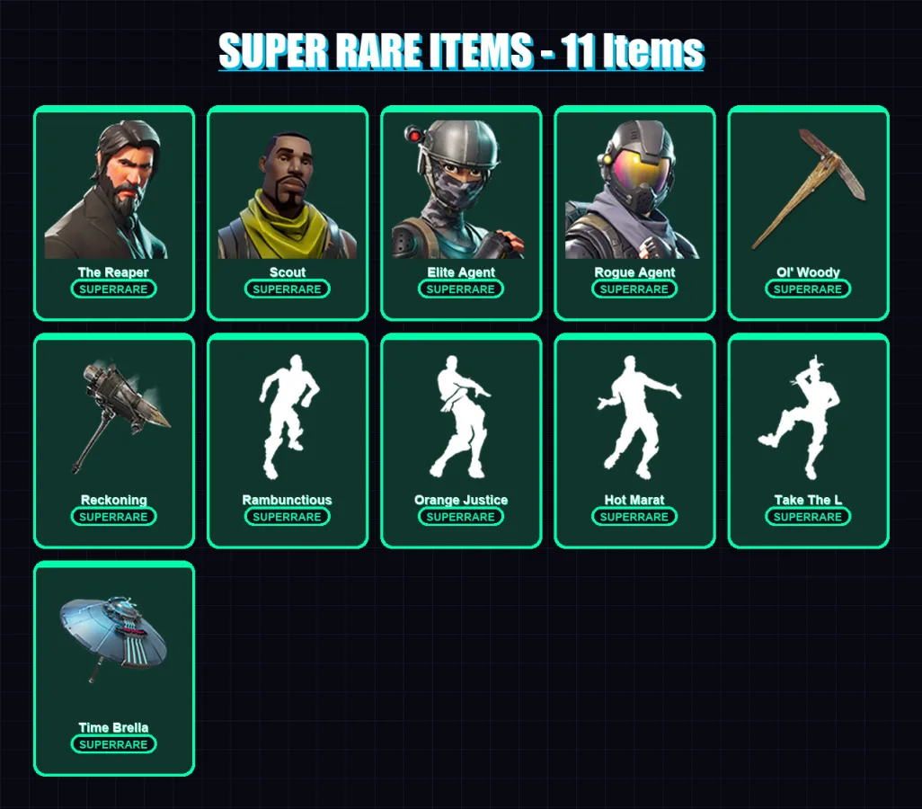 [PS4/PS5/XBOX/PC] | The Reaper | Scout | Elite Agent | Rogue Agent | Lynx | 77 skin | 87 pickaxe | 88 emote | 87 glider | Lv1307