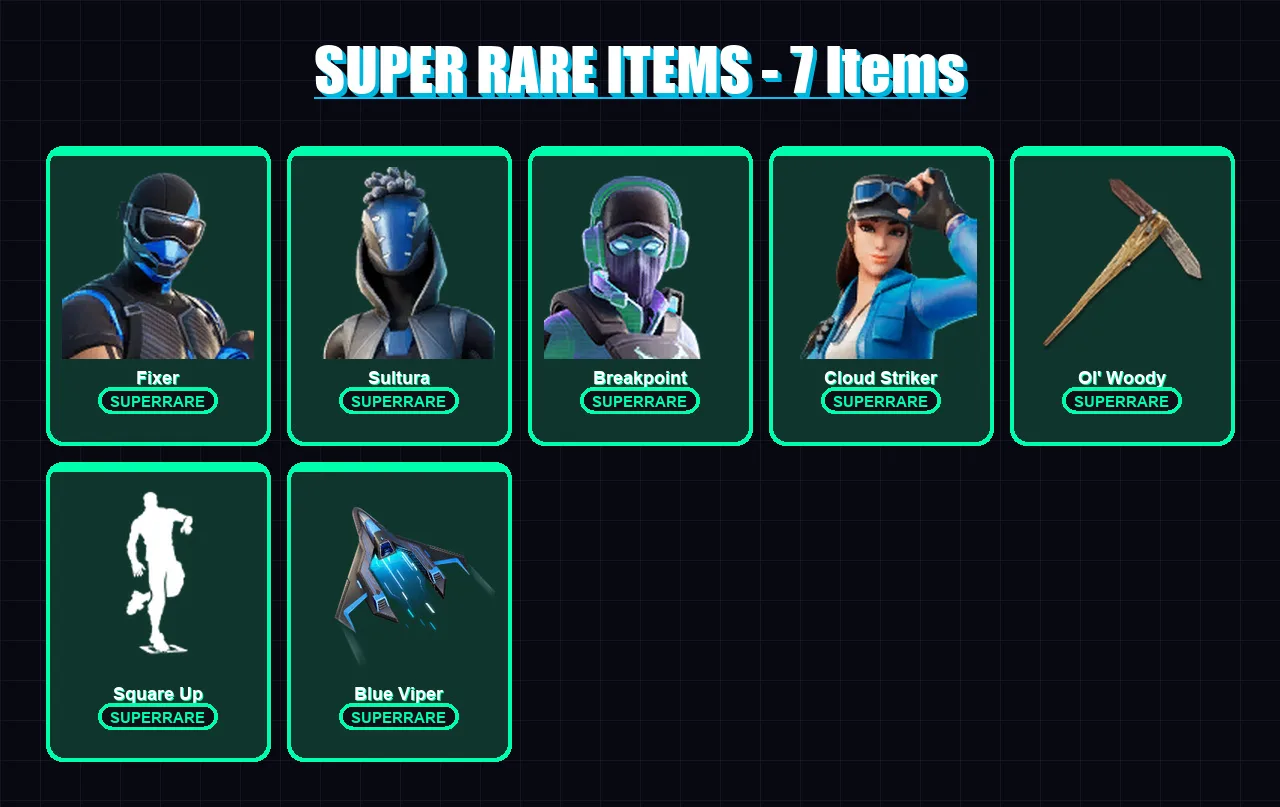 [PS4/PS5/XBOX/PC] | Fixer | Sultura | Breakpoint | Cloud Striker | Sorana | 100 skin | 104 pickaxe | 138 emote | 97 glider | Lv1822