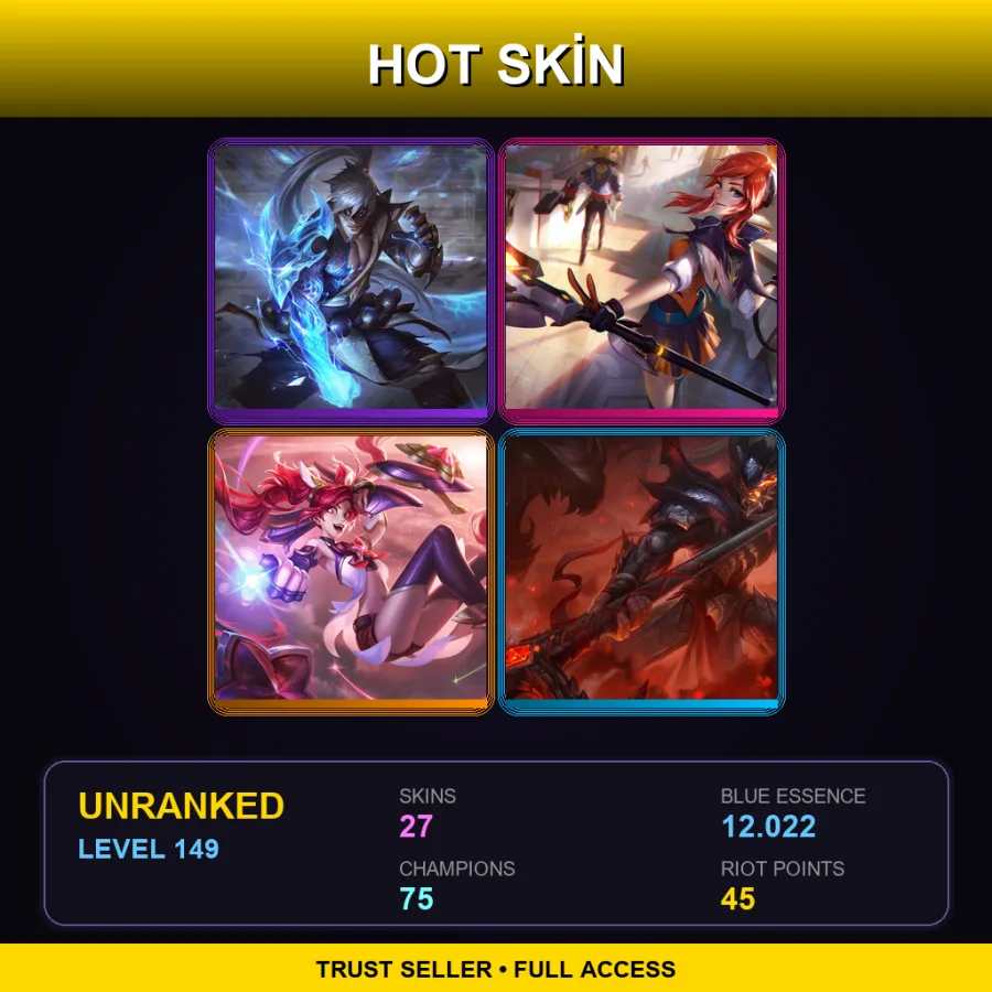 EUNE | Lv149 | Unranked | 27 Skin | 75 Champ — LoL account