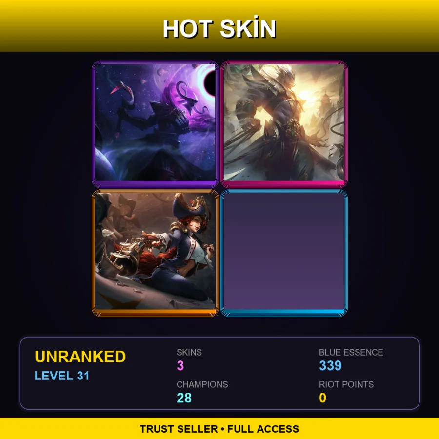 EUW | Lv31 | Unranked | 3 Skin | 28 Champ