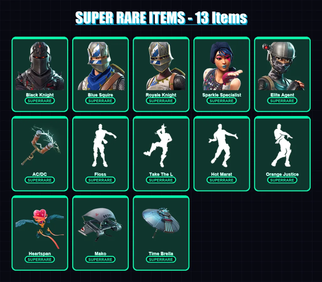 [PC/PSN] | Black Knight | Blue Squire | Royale Knight | Sparkle Specialist | Elite Agent | 56 skin | 73 pickaxe | 81 emote | 73 glider | Lv1095