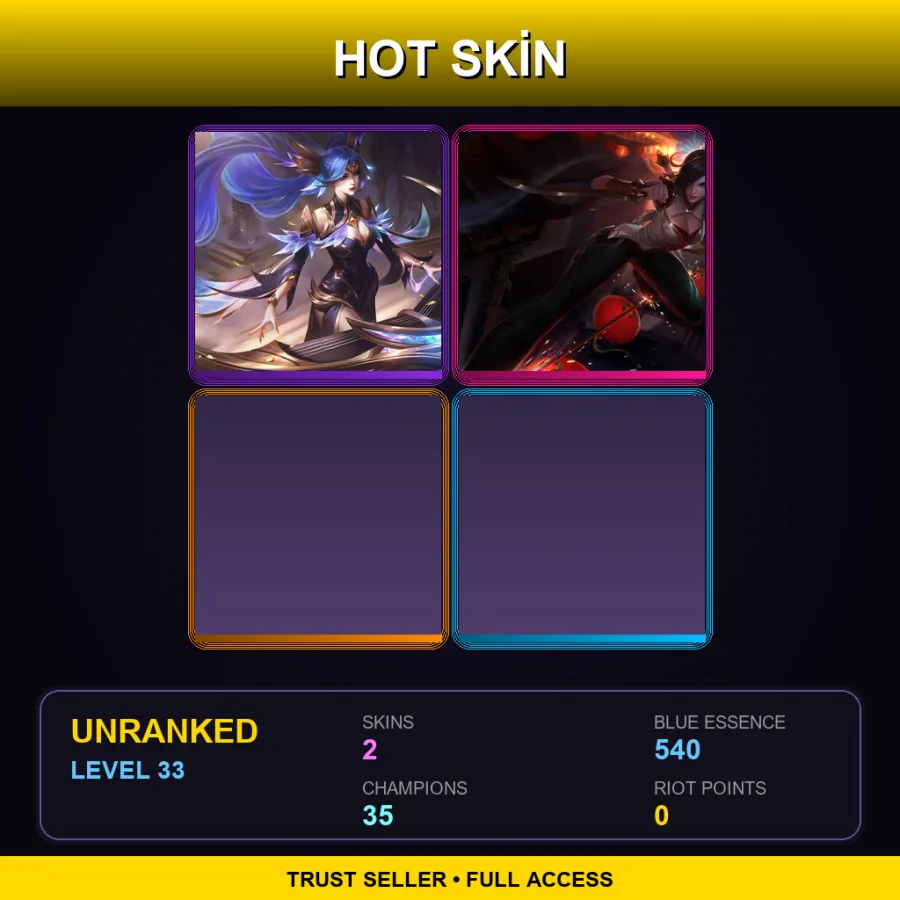 EUW | Lv33 | Unranked | 2 Skin | 35 Champ — Unranked / Smurf League of Legends