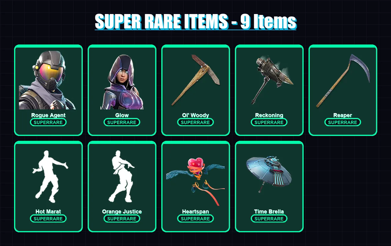 [PC] | Rogue Agent | Glow | Hybrid | The Ice King | The Prisoner | 105 skin | 122 pickaxe | 121 emote | 129 glider | Lv2305