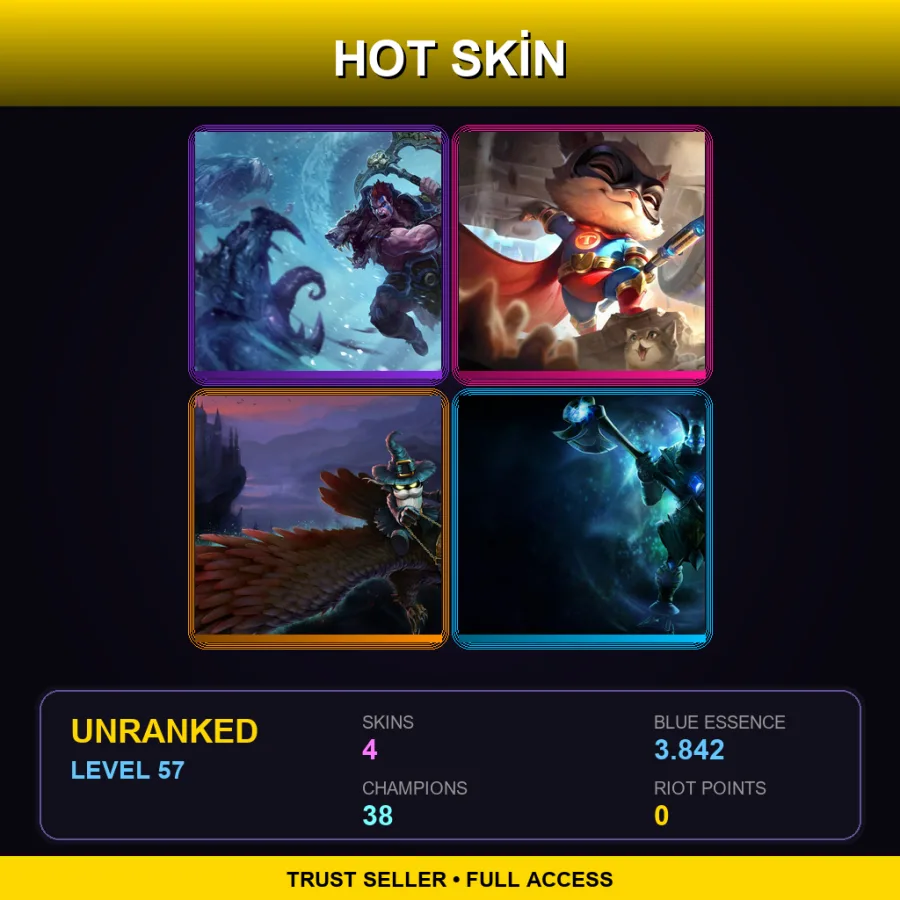 LAN | Lv57 | Unranked | 4 Skin | 38 Champ