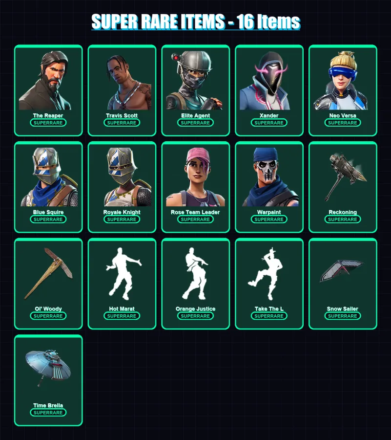 [PC/XBOX] | The Reaper | Travis Scott | Elite Agent | Xander | Neo Versa | 170 skin | 181 pickaxe | 193 emote | 172 glider | Lv2871