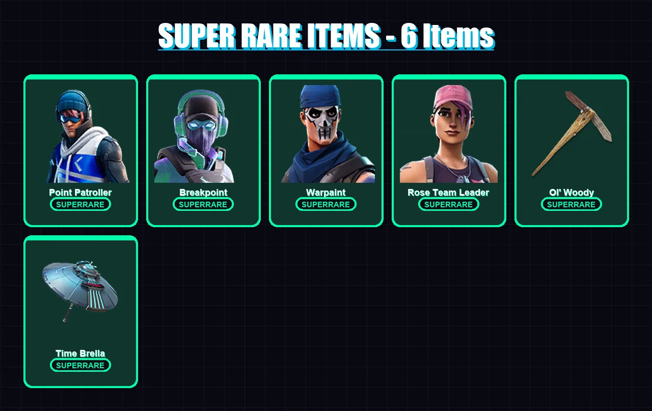 [PS4/PS5/XBOX/PC] | Point Patroller | Breakpoint | Warpaint | Rose Team Leader | The Scientist | 68 skin | 84 pickaxe | 81 emote | 86 glider | Lv105