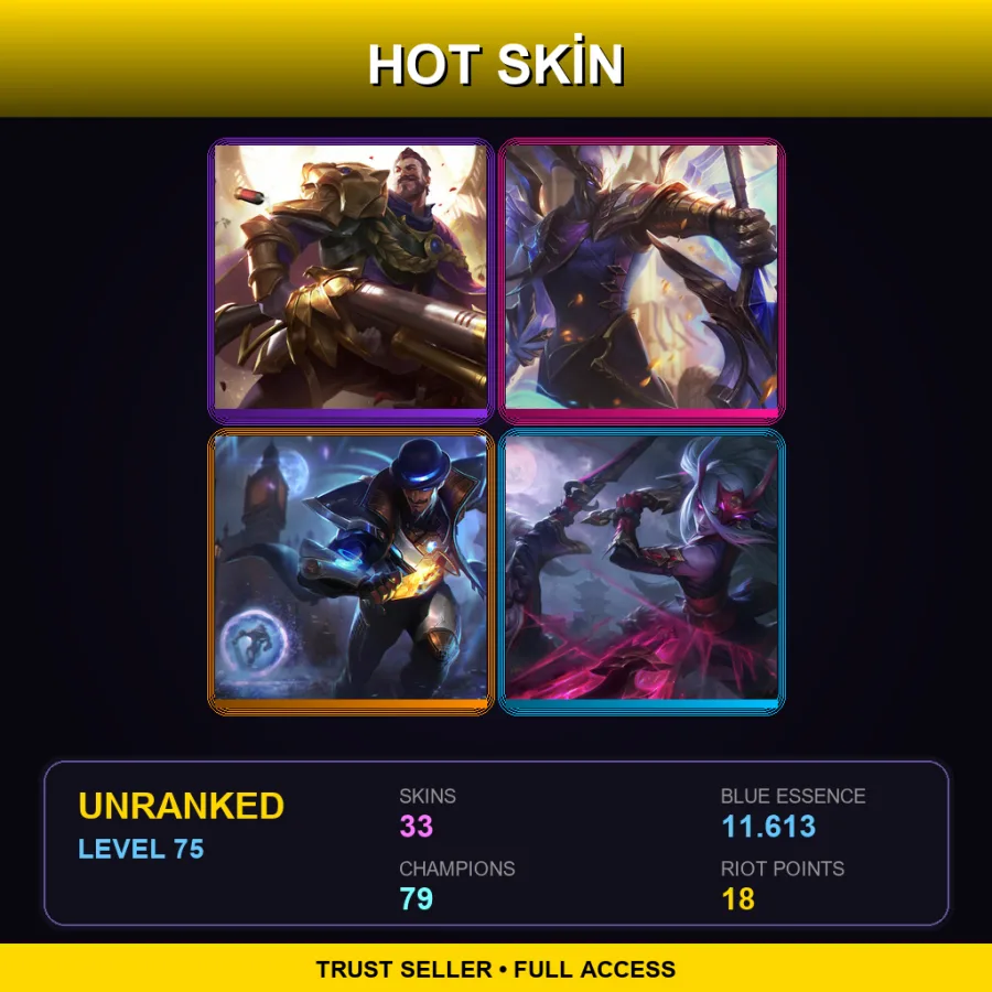TR | Lv75 | Unranked | 33 Skin | 79 Champ