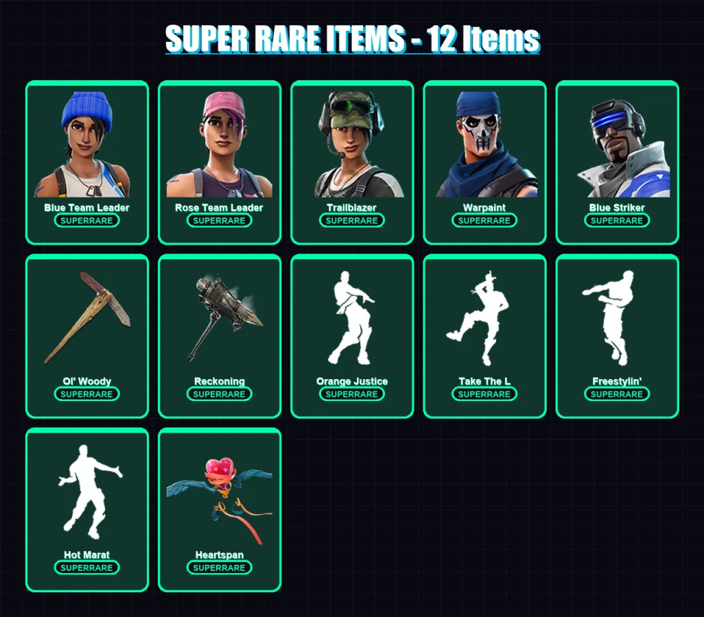 [PS4/PS5/XBOX/PC] | Blue Team Leader | Rose Team Leader | Trailblazer | Warpaint | Blue Striker | 82 skin | 77 pickaxe | 71 emote | 77 glider | Lv11 — Fortnite account