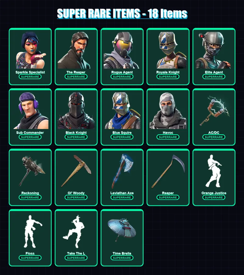 [PC/XBOX] | Sparkle Specialist | The Reaper | Rogue Agent | Royale Knight | Elite Agent | 213 skin | 229 pickaxe | 154 emote | 146 glider | Lv1900