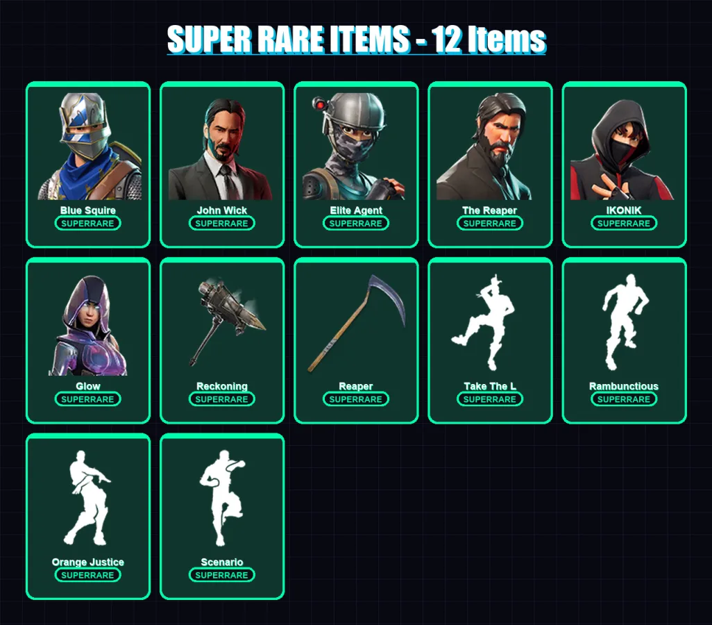 [PC/PSN] | Blue Squire | John Wick | Elite Agent | The Reaper | IKONIK | 133 skin | 70 pickaxe | 132 emote | 77 glider | Lv1044