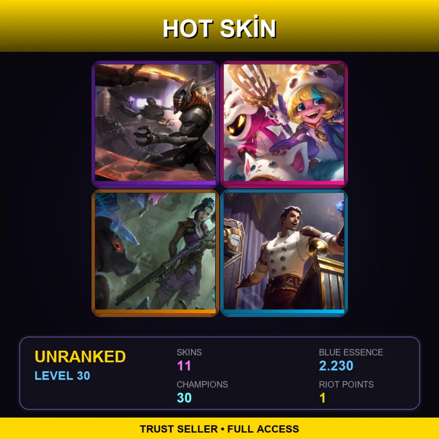 EUW | Lv30 | Unranked | 11 Skin | 30 Champ — LoL account