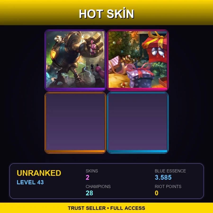 NA | Lv43 | Unranked | 2 Skin | 28 Champ — Unranked / Smurf League of Legends