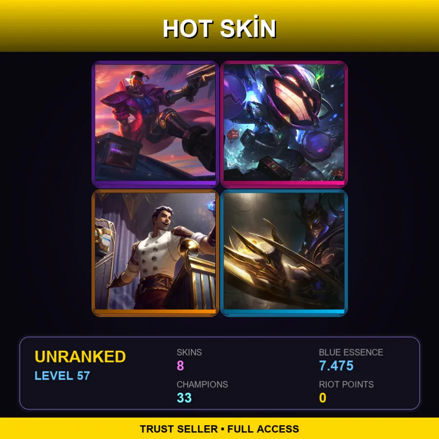 EUW | Lv57 | Unranked | 8 Skin | 33 Champ — Risen Fiddlesticks