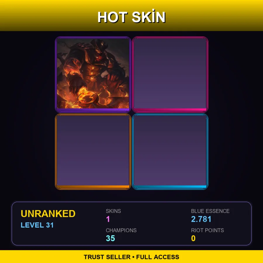 EUW | Lv31 | Unranked | 1 Skin | 35 Champ
