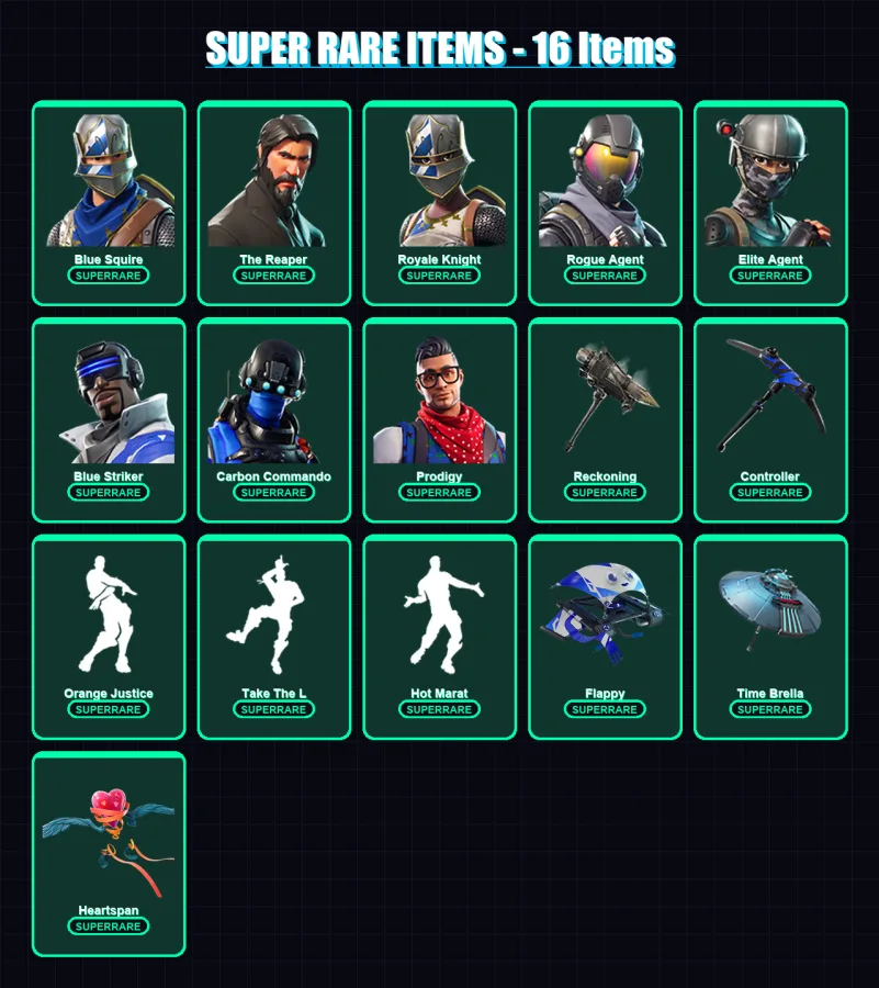 [PC/XBOX/PSN] | Blue Squire | The Reaper | Royale Knight | Rogue Agent | Elite Agent | 68 skin | 61 pickaxe | 66 emote | 72 glider | Lv1057