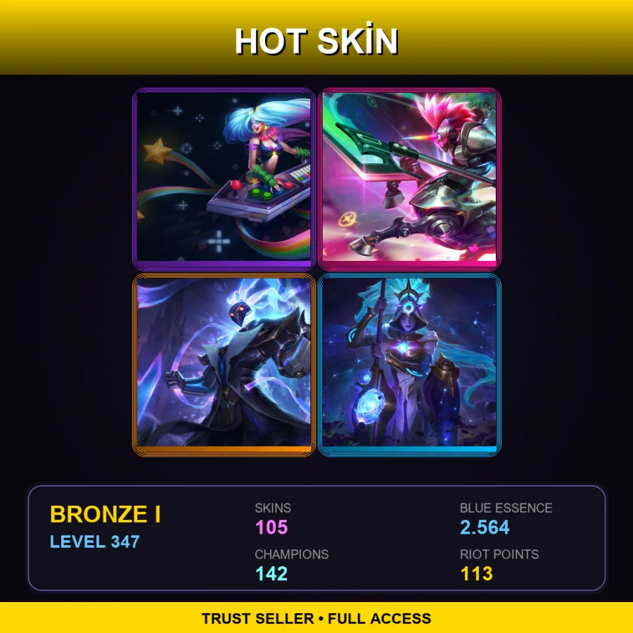 BR | Lv347 | Bronze I | 105 Skin | 142 Champ