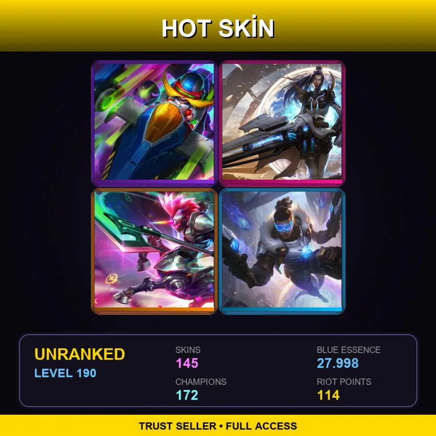 LAN | Lv190 | Unranked | 145 Skin | 172 Champ — Battle Queen Fiora