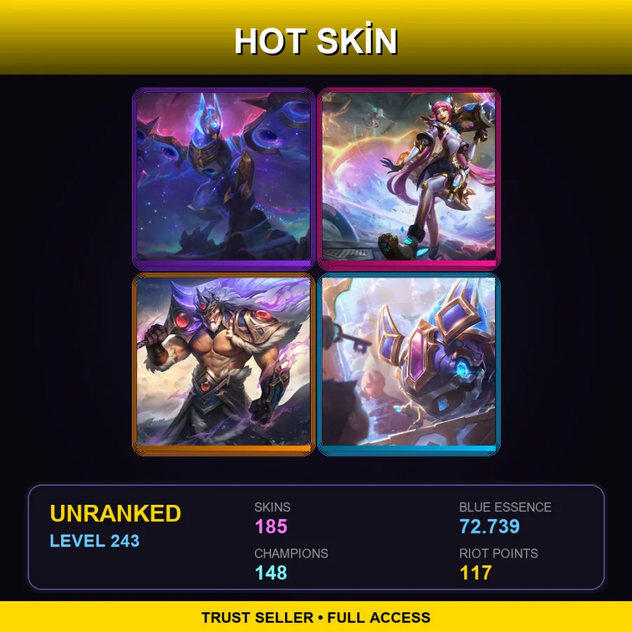 NA | Lv243 | Unranked | 185 Skin | 148 Champ