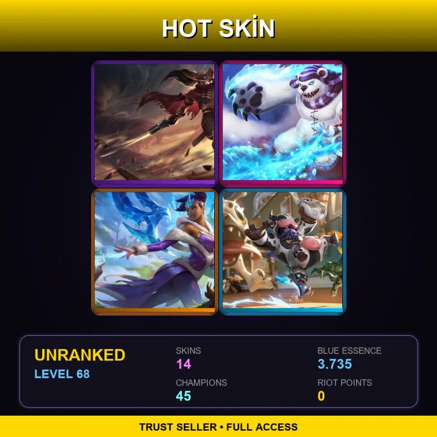 EUNE | Lv68 | Unranked | 14 Skin | 45 Champ