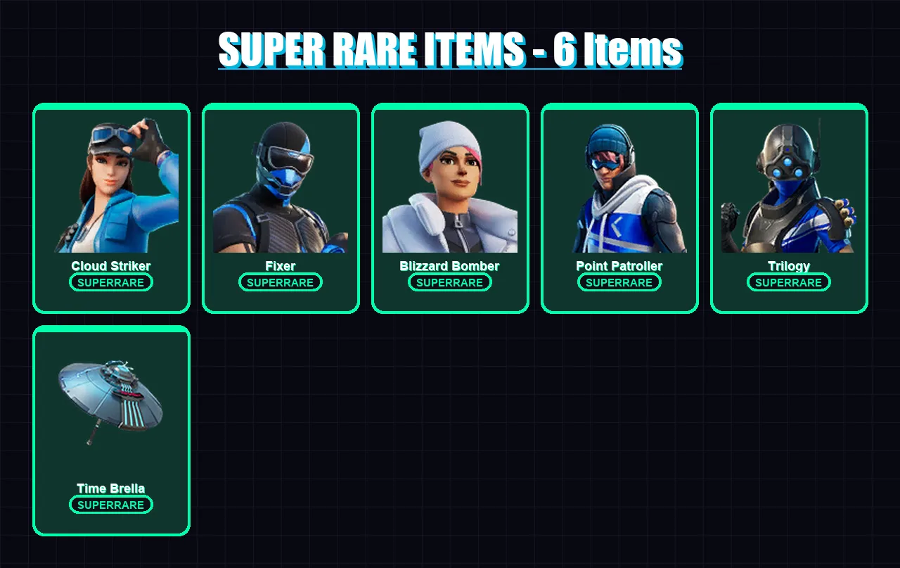 [PS4/PS5/XBOX/PC] | Cloud Striker | Fixer | Blizzard Bomber | Point Patroller | Trilogy | 46 skin | 79 pickaxe | 52 emote | 63 glider | Lv856