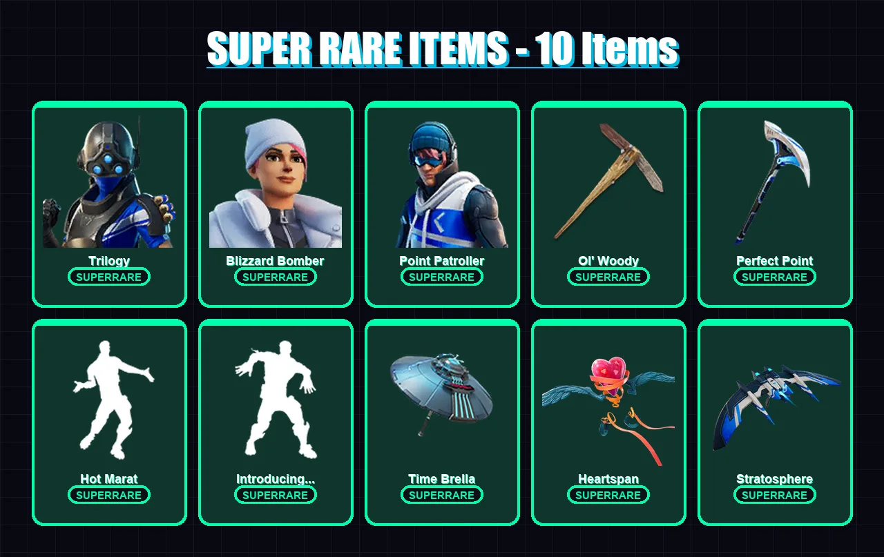 [PC/XBOX] | Trilogy | Blizzard Bomber | Point Patroller | Omegarok | Spectra Knight | 72 skin | 124 pickaxe | 114 emote | 105 glider | Lv1672