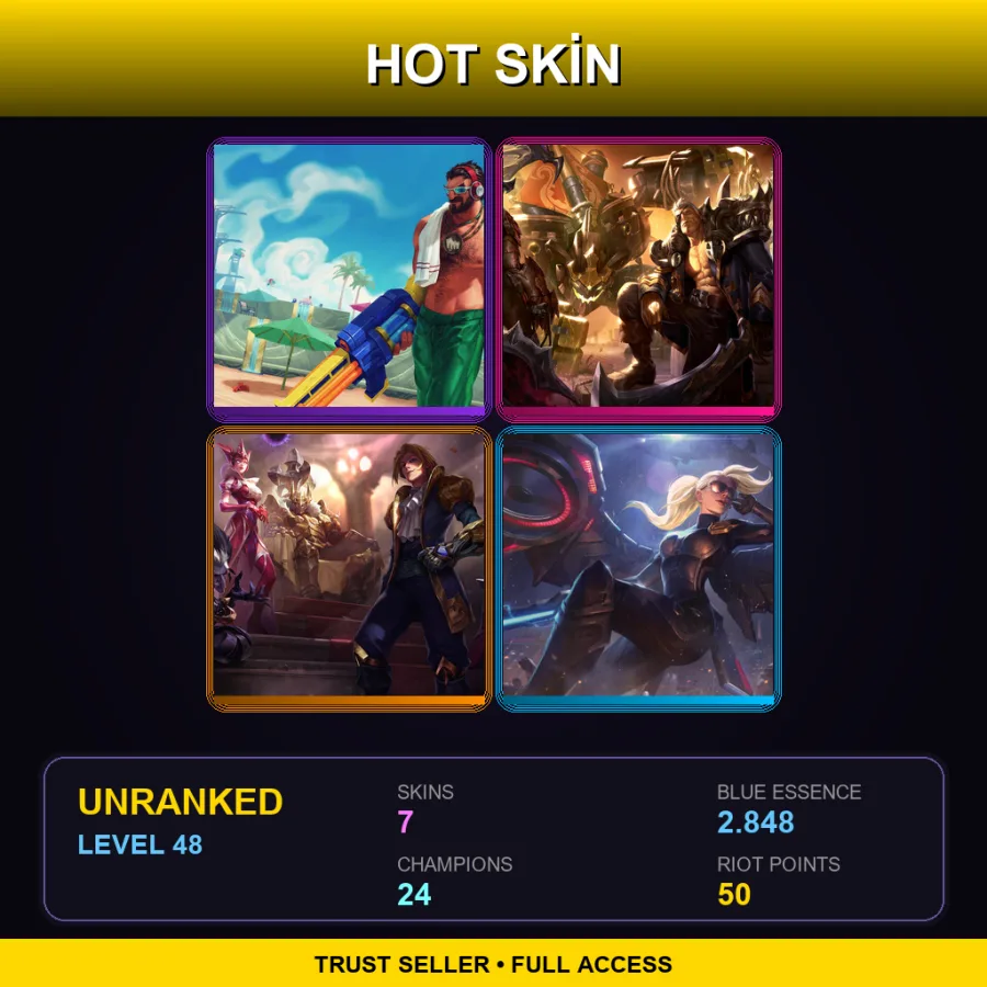 EUW | Lv48 | Unranked | 7 Skin | 24 Champ